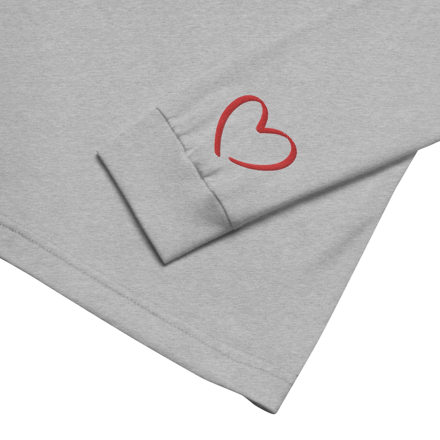 Subtle "Wears My Heart on My Sleeve" Embroidered Unisex Long Sleeve T-Shirt