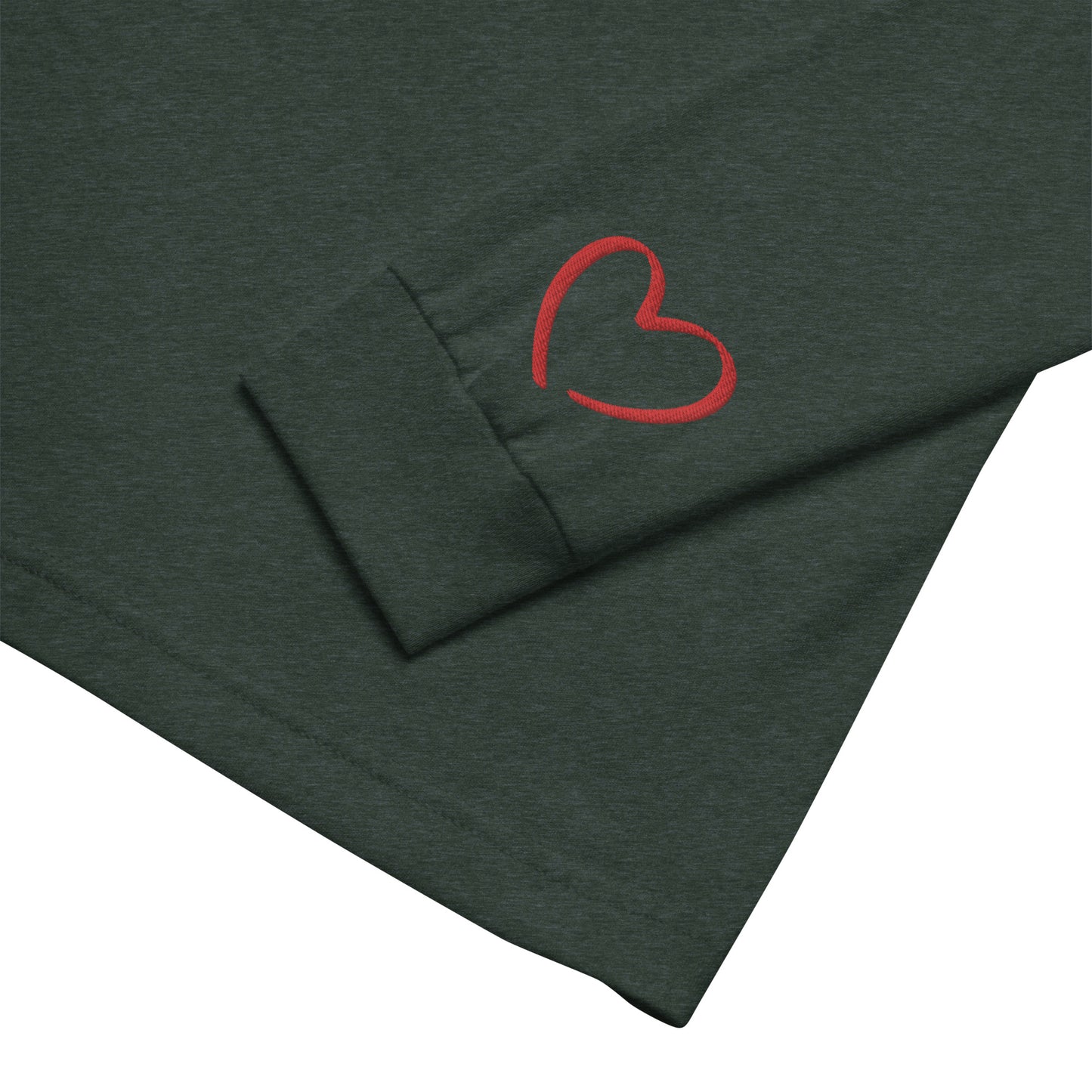 Subtle "Wears My Heart on My Sleeve" Embroidered Unisex Long Sleeve T-Shirt